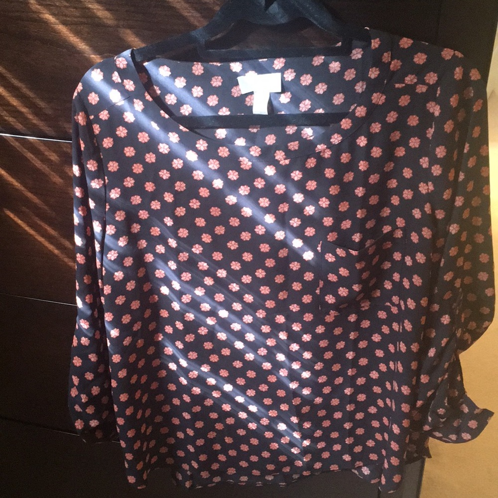 Women’s loft black long button sleeve blouse